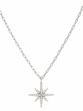 Sterling Silver Starburst Pendant Necklace 925 and cubic zirconia